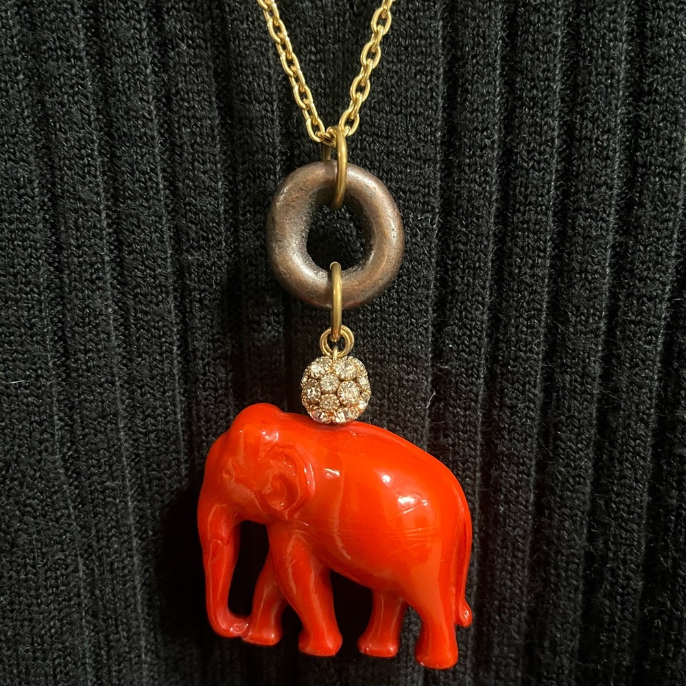 Red Elephant Pendant Necklace